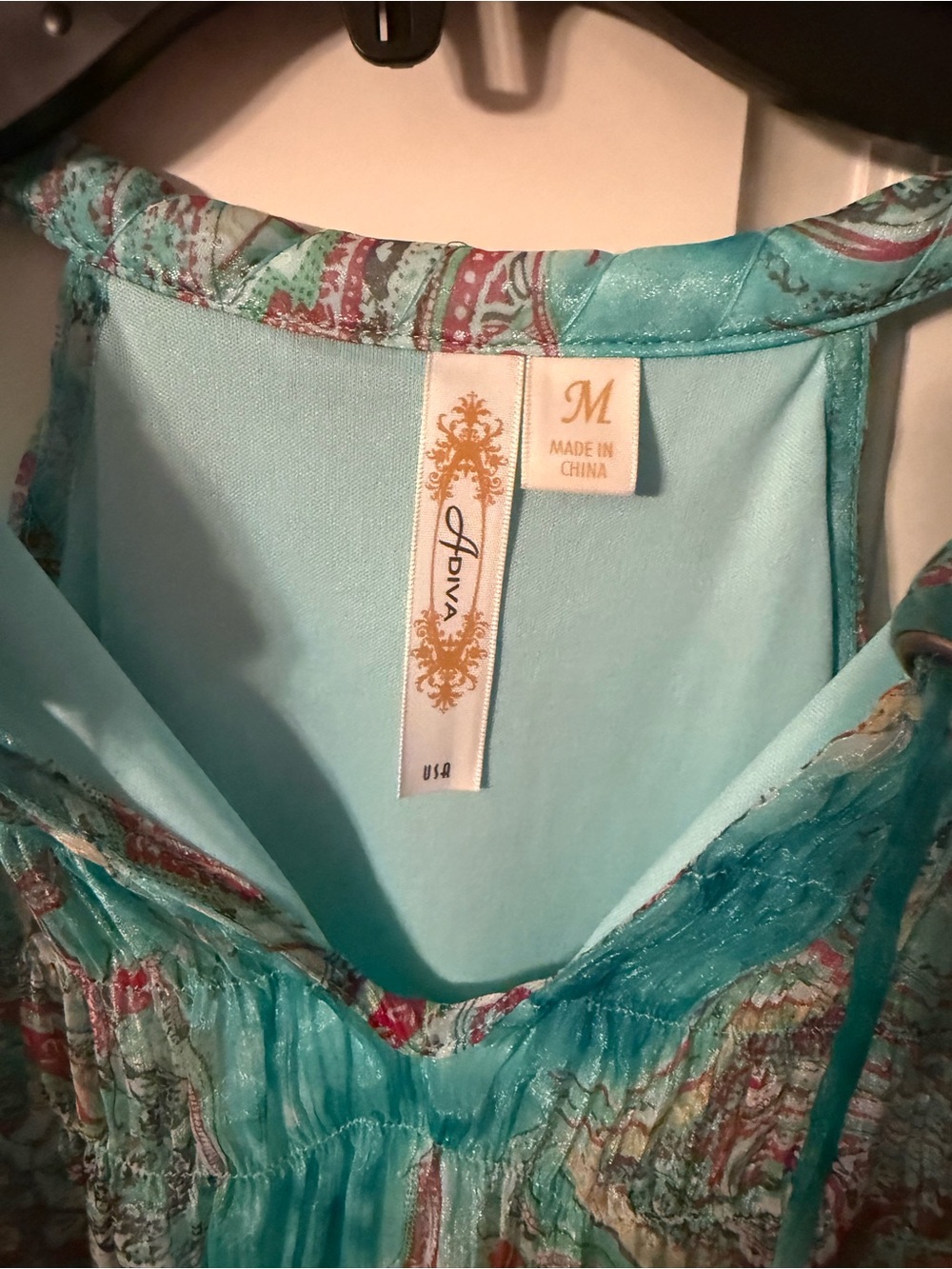Lightweight Turquoise Paisley Sleeveless Blouse - Casual Women's Top M Aoiva - Picture 4 of 7